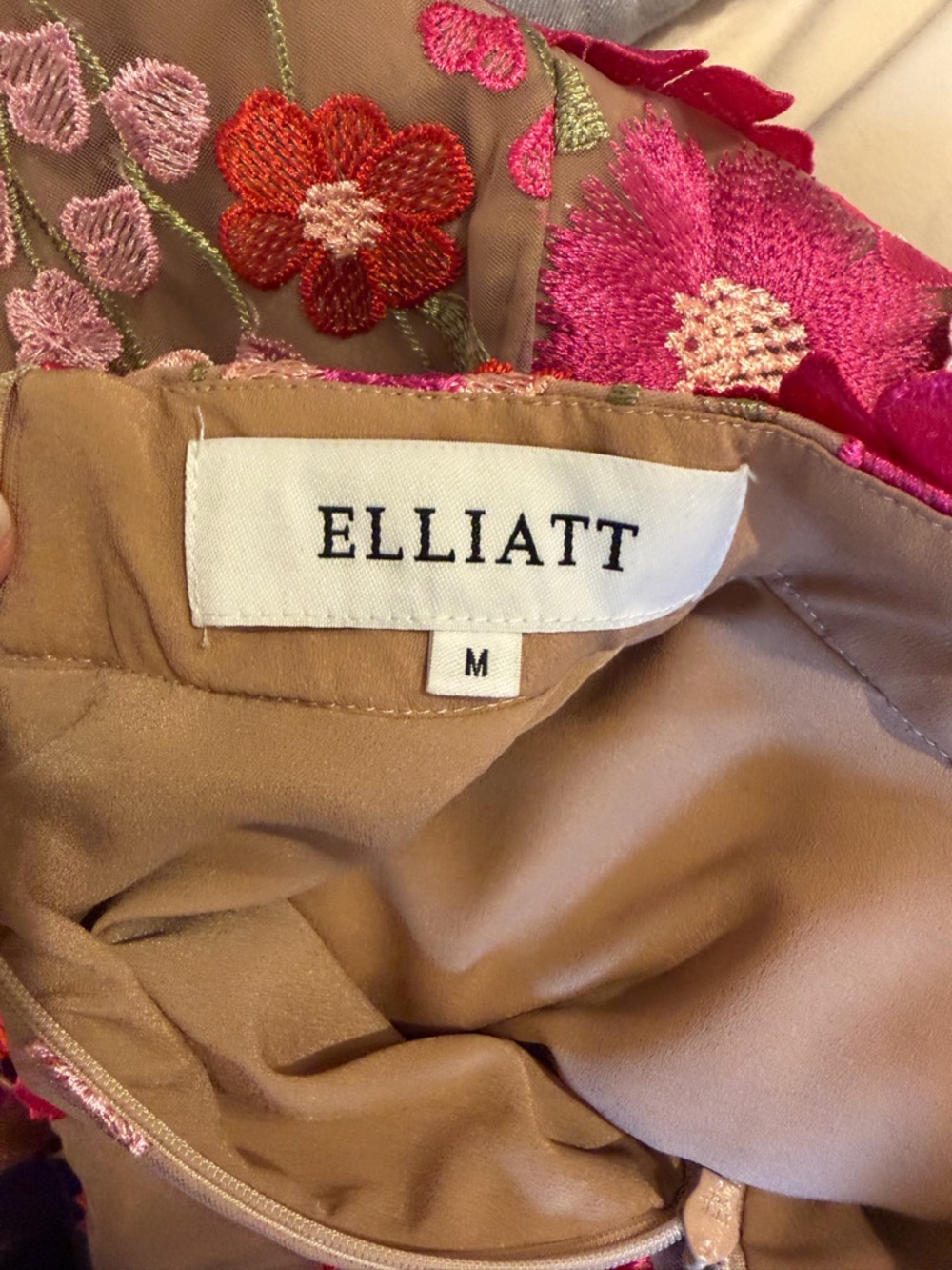 Elliatt Floral Appliqué Mini Dress in Pink, Red, Cream - Picture 4 of 5